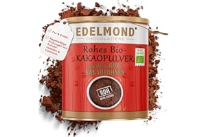 ‎EDELMOND Bio Kakaopulver Rohkost von Edelmond. Cadmium Analysiert. 100% pur + entölt als Rohkost oder Smoothie cacao. AAA Chocolatiers Qualität (200GR)