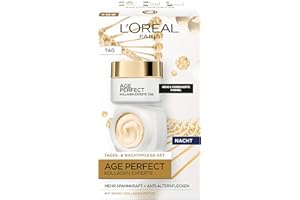 ‎L'OREAL PARIS L'Oréal Paris Kollagen Gesichtspflegeset, Anti-Aging Tag und Nacht Feuchtigkeitspflege für straffere Haut, mit Kollagen-Peptid, Age Perfect Kollagen Experte Gesichtscremes, 2 x 50ml