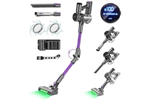 ‎KOHE KOHE Staubsauger Kabellos, Akku Staub- und Handstaubsauger 3-Modi Bis zu 55Mins Laufzeit mit Verbessertem Filtersystem, 500 W/33 kPa für Hartböden, Teppiche, Autos, Tierhaare, K10 Lila