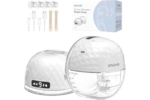 ANWIKE Grado Ospedaliero Tiralatte Elettrico Doppio - 338 mmHg Forte Aspirazione Tiralatte Elettrico Indossabile, 9 Livelli 4 Modalità con Display LED, Silenzioso Tiralatte Portatile con Flangia da 21/24 mm