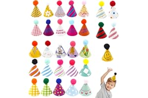 XLTXWD Mini Party Hats for Toy Animals, Party Hats for Kids, with Adjustable Headband Reusable Birthday Hats Kid Birthday Supplies Decorations
