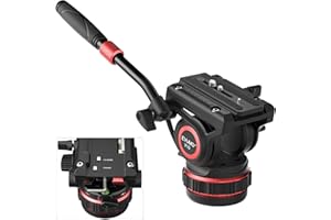 EVUMO Vídeo Trípode Cabeza Fluida Pan Función De Amortiguación, Heavy Duty Cabeza Vídeo Videocámara Cámara Videografía, Cabeza Trípode QR Placa Compatible Con Manfrotto Arca Cardane, Carga 10kg