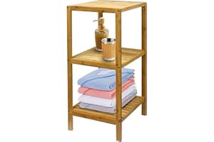 MASMAS Estantería de Bambú 3 Plantas Repisa Baño Sala Cocina de 3 Pisos Estante de Pie 3 Baldas Decorativo para el Hogar