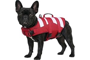 ASENKU gilet de sauvetage pour chien XS, Gilet Flottaison Réglable avec Poignée, pour Bouledogue Francais, Chihuahua et Teckel