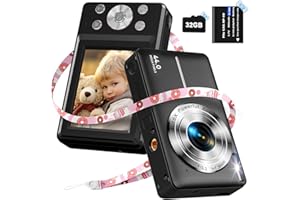 DPFIHRGO Macchina Fotografica Digitale con Scheda 32GB, 1080P Fotocamera Digitale 44MP Macchina Fotografica Compatta con Zoom Digitale 16X e 1 Batterie per Ragazzi, Ragazze e Adolescenti-Nero