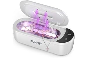 KUNPHY Ultraljudsrengöring U-V, 400 ml för glasögon och smycken | 4 U-V-lampor och display, 20 oz tank, ultraljudsrengöringsanordning med 48 kHz, dual-läge (5/10 min), ultratyst <45 dB
