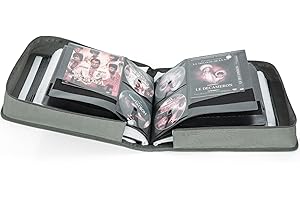 IPEB CD Storage Bag DVD Wallet Case Disc Organiser for Audio Music Media Disk Storage Holder Bag with Zipper（200 Disk Units,100 Booklet Pockets-Grey