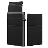 Xspring İnce Kartlık C&uuml;zdan, Erkekler i&ccedil;in Siyah İnce C&uuml;zdan, Minimalist Erkek C&uuml;zdanı A&ccedil;ılır Kartlık, RFID Engelleme ve Para