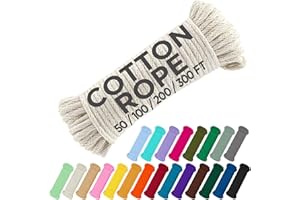 TECEUM Cotton Rope 3/16” (5 mm) – 50 FT – Strong All-Purpose Braided Rope – Natural Cotton – For Crafting, Сamping, Clothes Line, DIY, Indoor & Outdoor Use – Natural