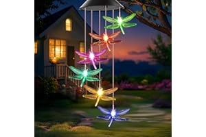 Winzwon Cadeau Noel Maman,Cadeau Femme,Libellule Carillon a Vent Exterieur Solaire,Cadeau Grand Mere,Cadeau Fete des Meres,Cadeau Anniversaire Femme,pour Jardin Terrasse Pergola Balcon Décoration
