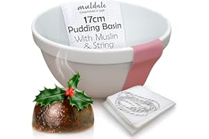 Muldale Traditional 1 Litre Pudding Basin for Steaming - Heat Proof Ceramic Pudding Bowl - Premium Summer Bowls - Great for Steaming Hot Puddings or Plum Pud on Summer Evenings