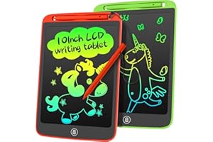 LEYAOYAO 2 Pack LCD Writing Tablet 10inch - Colorful Screen Doodle Pad Drawing Board Learning Educational Toy - Gift for Kids 3-6 Years Old Girl Boy (Green+Red)