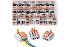 ZITFRI 50 Pcs Cuivre Connecteurs Electriques 3 Entrées Cosse Electrique - Bornier Raccord Rapide Bornes de Connexion Automatique