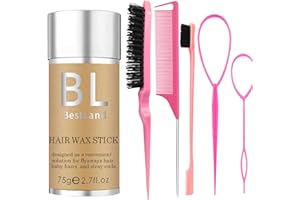 HQDA Hair Wax Stick & Pink Brush Set for Hair Edge Frizz Control Anti-Frizz Non-greasy Broken Hair Styling Finishing Wax Stick Men Women Styling Products