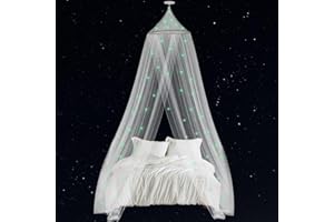 AOMANTIC SARL Mosquitera para Cama, Dosel de Cama para Niñas, Mosquitera Luminosa, Dosel de Cama Mosquitera, Mosquitera con Estrellas, Mosquiteras para Cama Niña para Decorar Habitaciones Niños
