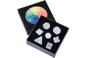 Amogeeli 7 PCS Cristal de Roche Naturel Cristaux Sculpture Platonique Géométrie Solides Pierre Sculpté Reiki Cristal d'Etoile Merkaba Poli pour Méditation Décoration de la Maison