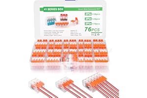 STARWARD 76 Pièces Connecteur Electrique,Compacts Rapide Cosses, Borne de Connexion Electrique, 38 Pcs 2 Entrées, 24 Pcs 3 Entrées,14 Pcs 5 Entrées Assortiment, Electrique pour 412, 413, 415 Câblage