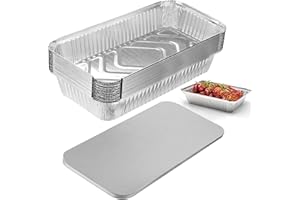PANSYFEN 25 Stk Aluminiumschalen Quadratisches Tablett mit Pappdeckel Grillschalen Klein Einweggeschirr aus Aluminiumfolie Napoleon Alu Tropfschalen Kleiner Lebensmittelbehälter für Grillen Backen Kochen