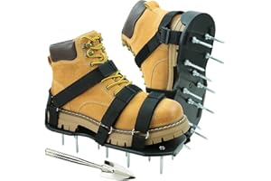 Aérateur Pelouse Chaussure, HSLighting Installation Gratuite, Chaussures À Gazon pour Aérer Efficacement avec Ongles, Idéal pour L’Entretien De Votre Pelouse, Chaussures À Ongles Scarificateur Gazon