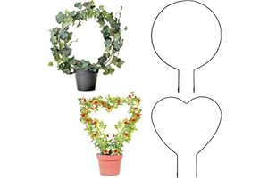 JJYHEHOT 2 Stück Eisen-Gartengitter für Kletterpflanzen, Rund Herzförmig rankhilfen für zimmerpflanzen, kleine Pflanzen, Weinreben und Blumen