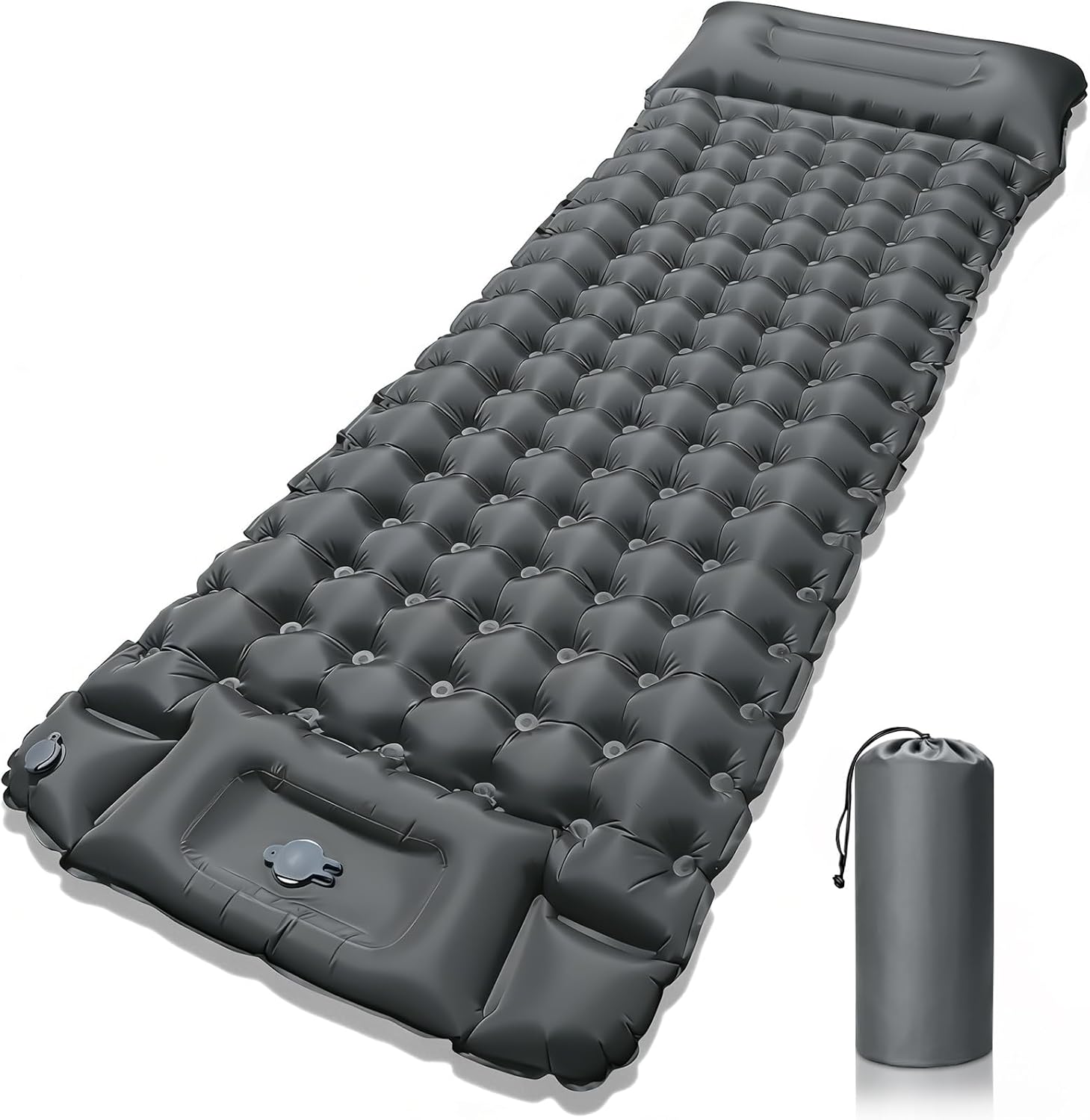 PQETBV Colchoneta Autoinflable para Dormir para Acampar, Utraligero Esterilla Inflable Portatíl Colchón Individual, concon Bomba de Pie para Camping, Exteriores, Viaje(Gris)