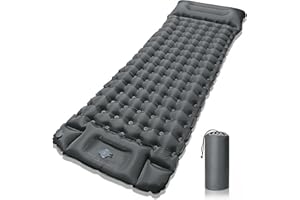 PQETBV Colchoneta Autoinflable para Dormir para Acampar, Utraligero Esterilla Inflable Portatíl Colchón Individual, concon Bomba de Pie para Camping, Exteriores, Viaje(Gris)