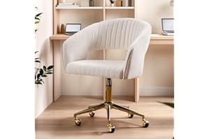 chairus Regulowane krzesło biurowe do domu z Chenilla, fotel obrotowy, nowoczesny fotel do toaletki, krzesło do biurka z otwartym oparciem (beżowy)