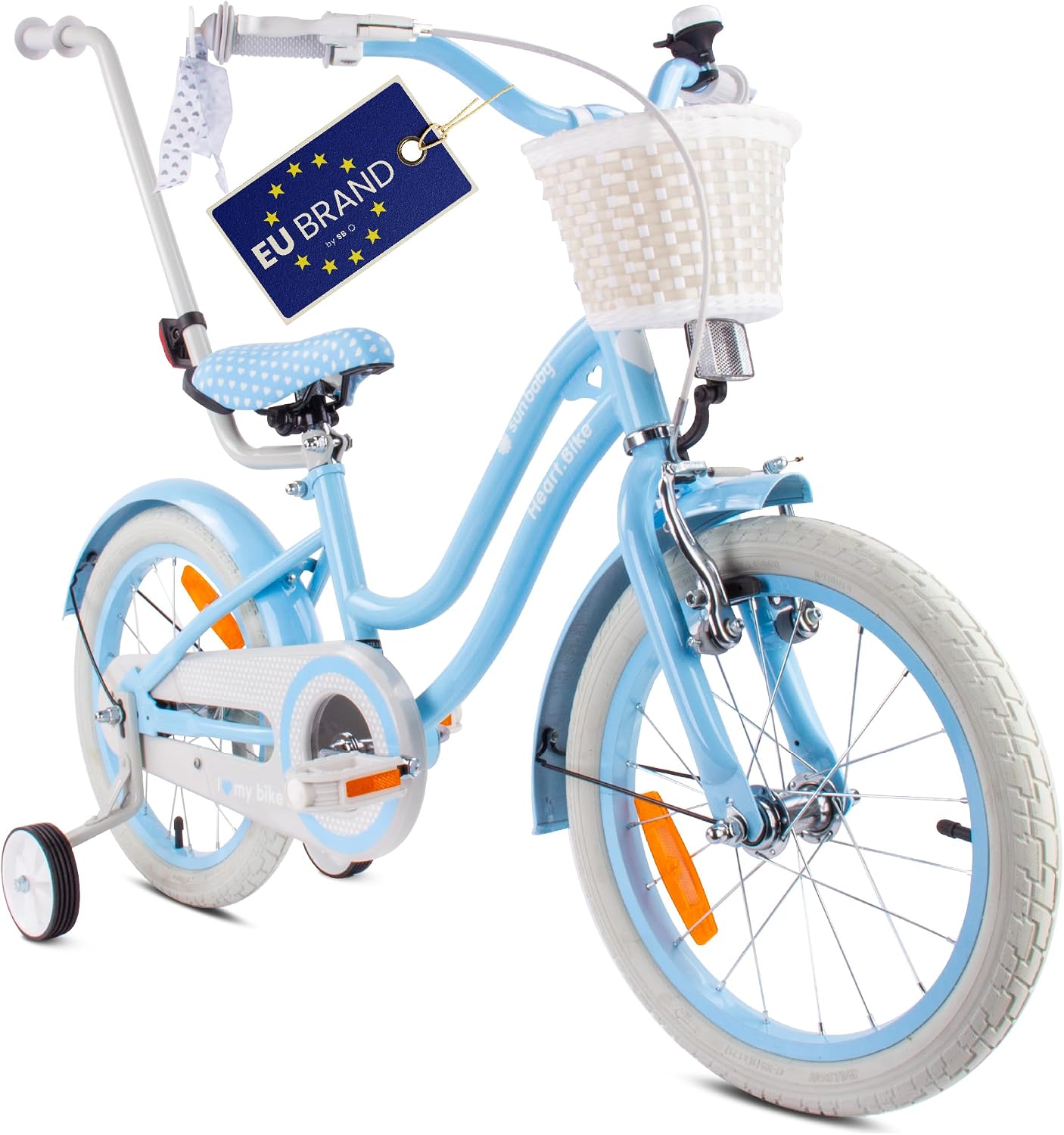 sun baby Bicicleta para niñas Heart Bike, tamaño de Rueda 12 14 16 Pulgadas, con Barra de Empuje Desmontable, Bicicleta Infantil para niñas de 2 a 6 años