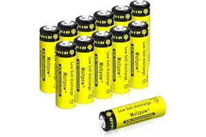KLGFI AA Akkus Wiederaufladbar, Batterien AA 2600mAh 12 Stück 1.2v Aufladbare Batterien AA Hohe Kapazität, Geringe Selbstentladung AA Akku Typ NI-Mh Batterien (Gelb)