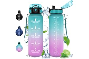Vikaster Gourde Sport, Bouteille d'eau 1l, sans BPA, Étanche & Réutilisable, Water Bottle Ouvrir en un Clic, Convient Pour la Camping, le Yoga, le Gym, Gourde Randonnée
