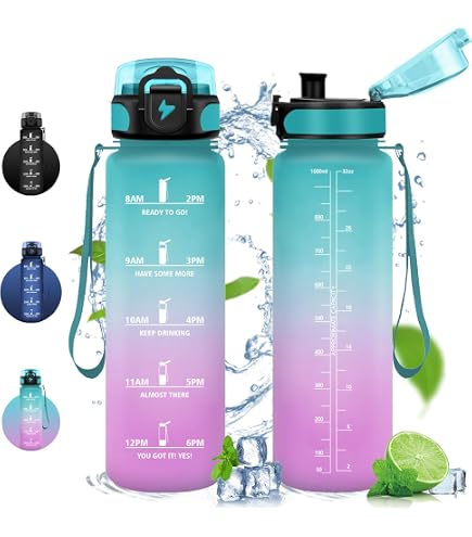 CodiCile Gourde 1L Sans BPA – Tritan Anti-fuite Avec Filtre, Idéale Fitness, Course, École, Bleu