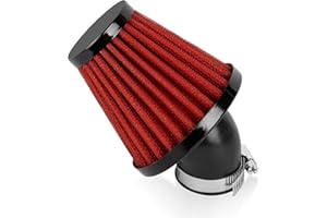 35 mm Motorcycle Air Cone Filter, PSLER Motorcycle Air Filters for Scooter, 45 Degree Bent Hose, Universally Used for Motocross Pocket Bikes(Red)