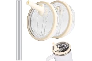 Cushenak 2 Pack 40 oz Tumbler Flip Straw Lid Replacement for Stanley Quencher - Reusable Cup Cover, Splash Resistant, Proof Lid