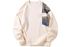 GMOYD Felpa da uomo girocollo ricamata casual a maniche lunghe