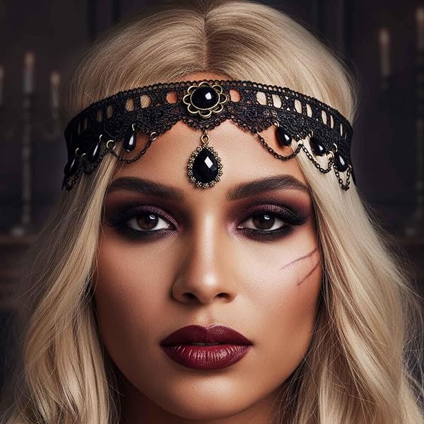 Minkissy Gothic Halloween Stirnband – Schwarze Perlenkrone Mit Spitze Für Kostümpartys