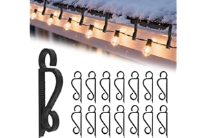 cshare Gutter Hooks for Outdoor Lights, 60 Pcs Double Holder Gutter Clips for Roof Windows Hanging Outside String Lights, Icicle Fairy Light, Christmas Tree Decorations-Black