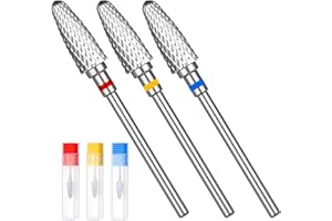 Qianyu 3PCS 3/32" Carbide Nail Drill Bit, Cone Tungsten Drill Bit Set Professional Drills Machine Accessory Remove Acrylic Hard Gels Quickly and Safely for Nail Art Manicure Pedicure