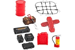 Ezweiji RC Crawler Car Décoration de toit 12 en 1 - Boîte de rangement, filet à bagages, pelle pour Traxxas Desert Racer Slash Axial