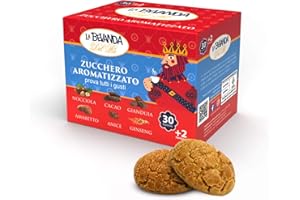 La Bevanda Del Re - Bustine Zucchero Monodose Aromatizzato AMARETTO, in una Confezione Self-service, Comodo Scatolo Porta Bustine Zucchero Bianco, Dose 5g, Perfetto Per Caffè, Confezioni da 32