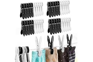 MUFEKUM Wäscheklammern, 50er Set Premium Wäscheklammer Kunststoff für Wäscheleine, Windfest Wascheklammer Bunt Starke Grip Clothes pegs für Handtuch, Kleidung, Socken (Schwarz/Weiß)