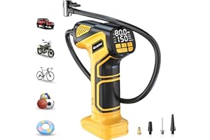 Ecarke Cordless Tire Inflator: Air Compressor for De walt 20V Battery, Max 10Bar(150 PSI)- Portable Electric Air Pump with Digital Pressure Gauge for Car, Motorcycle, Bike, Sports Ball etc(No Battery)