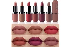 Katiluxiya 6Pcs Red Velvet Matte Lipstick Set, High Pigmented Long-Lasting Waterproof Lip Stick Lip,Moisturizing balms, Sheer tint, Shine & Glowy Finish,Stain Makeup Gift Sets. (01, Color)