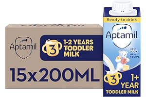Aptamil 3 Toddler Baby Milk Ready to Use Liquid Formula, 1-3 Years, 200ml (Pack of 15),package may vary