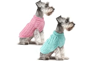 Fiohiros Dos Ropa Perro Pequeño Tejido A Punto, Invierno Cálido Jersey Perro Pequeño, Ropa para Perros Pequeños Jersey para Perros Pequeños (Rosa + Azul, X-Large)