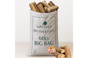 GARDENCO 60L HARDWOOD LOGS Hotlogs Big White Bumper Bag Premium Kiln-Dried Wood – (60 Litre) - Ideal for Open fires, Fire Burning Stoves, BBQ's, Log Burners, Camping Fires, Fire Pits & Pizza Ovens.
