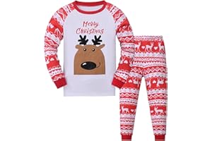 Codkkre Weihnachts Schlafanzug Kinder Unisex Jungen Mädchen Weihnachten Nachtwäsche Langarm Baumwolle Christmas Pyjama Set 2-12 Jahre