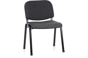 hjh OFFICE 704020 chaise de conférence, chaise visiteur à 4 pieds XT 600 SW anthracite/noir, siège invité classique sans accoudoirs, dossier moyen capitonné, siège empilable par 4, idéal pour la salle