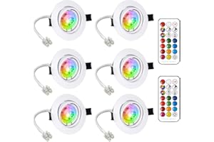CHANGM LED Spots Encastrables Orientable GU10 Ampoule RGB Couleur Changement Lampe Blanc Chaud 2700K de plafond du Jour Plafonnier Encastré 6W AC 85V-265V Spot Bulb Rond métal avec Télécommande(6er Set)