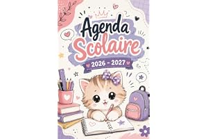 AGENDA SCOLAIRE 2026 2027 chat: Planificateur A5 – 2 jours par page – Pour garçons et filles du Primaire au Lycée