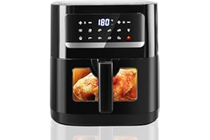 ‎EMPHSISM Heißluftfritteuse Air fryer mit Sichtfenster, Emphsism Airfryer XXL 7L 1700W mit Digitalem LED-Touchscreen, 10 Programmen, Fritteuse Heissluft Ohne Fett, Aufheizfunktion & Eingebaute Beleuchtung